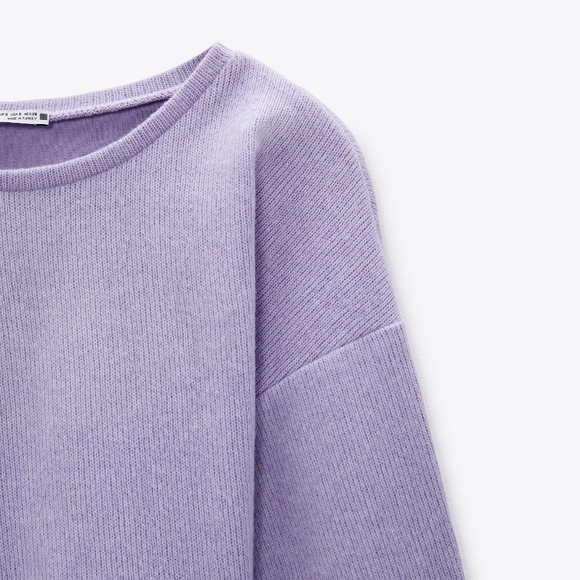 BNWOT Zara Soft Cropped T-shirt  Lilac - Picture 2 of 5
